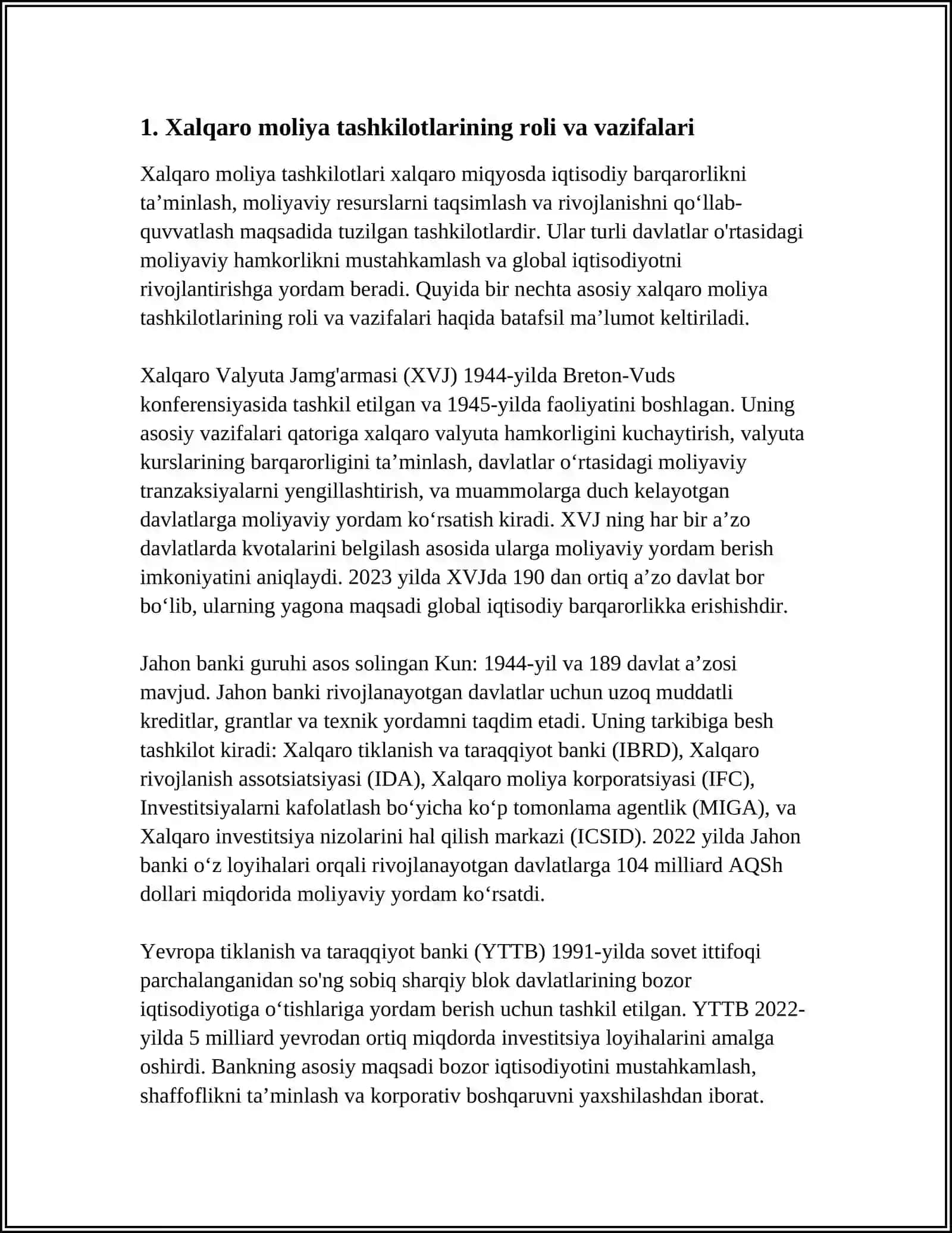 XALQARO TASHKILOTLARNING IQTISODIY SIYOSATGA TA’SIRI 3