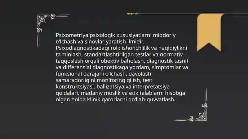 Psixodiagnostikaning psixometrik asoslari 3