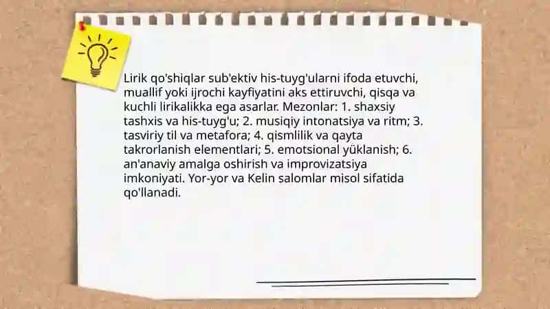 Qo'shiqlarning janriy xususiyatlari va adabiy jarayonda o'rganilishi 3