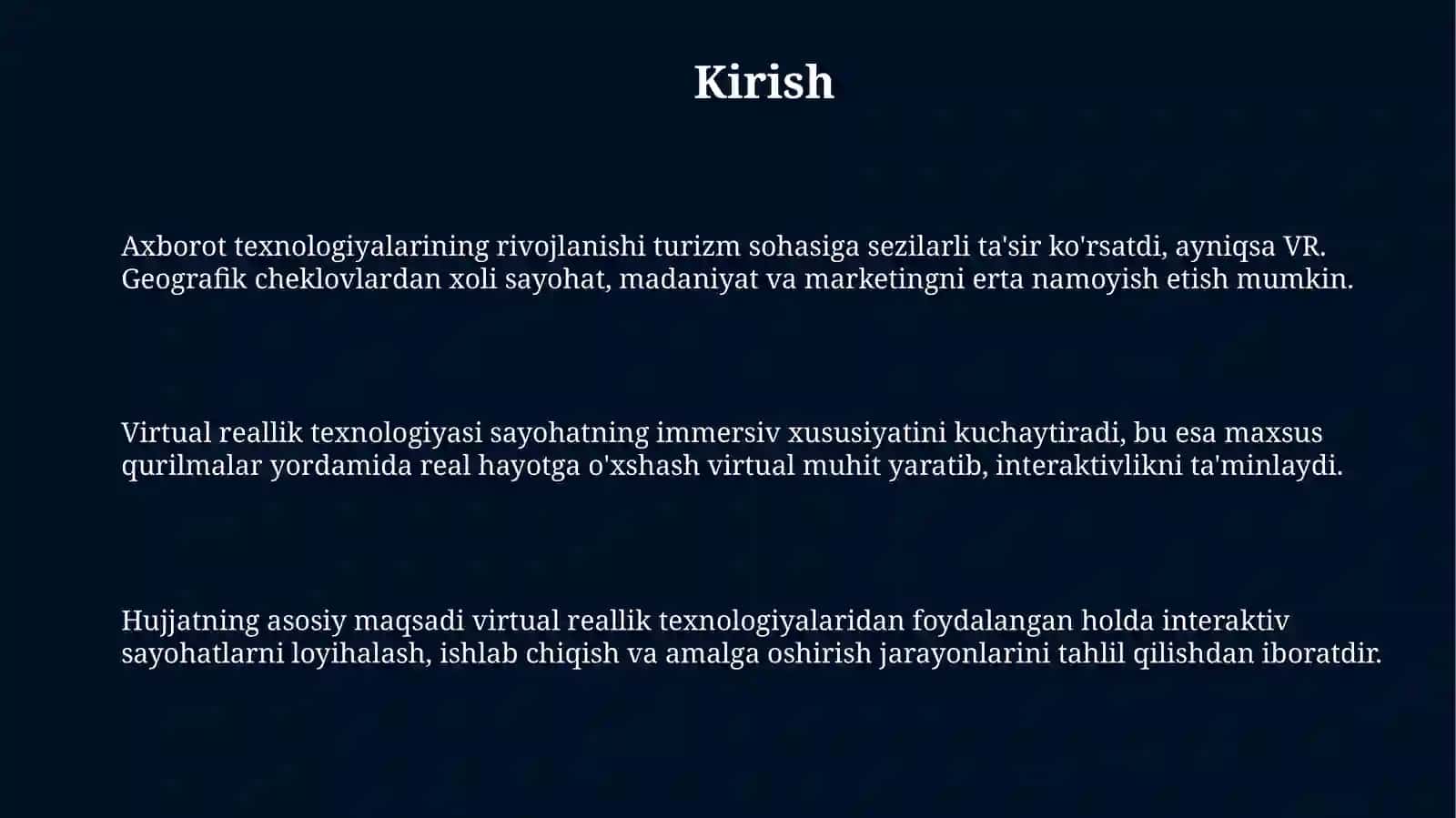 Virtual reallik texnologiyalaridan foydalangan holda interaktiv sayohatlar qanday tashkil qilinishi 3