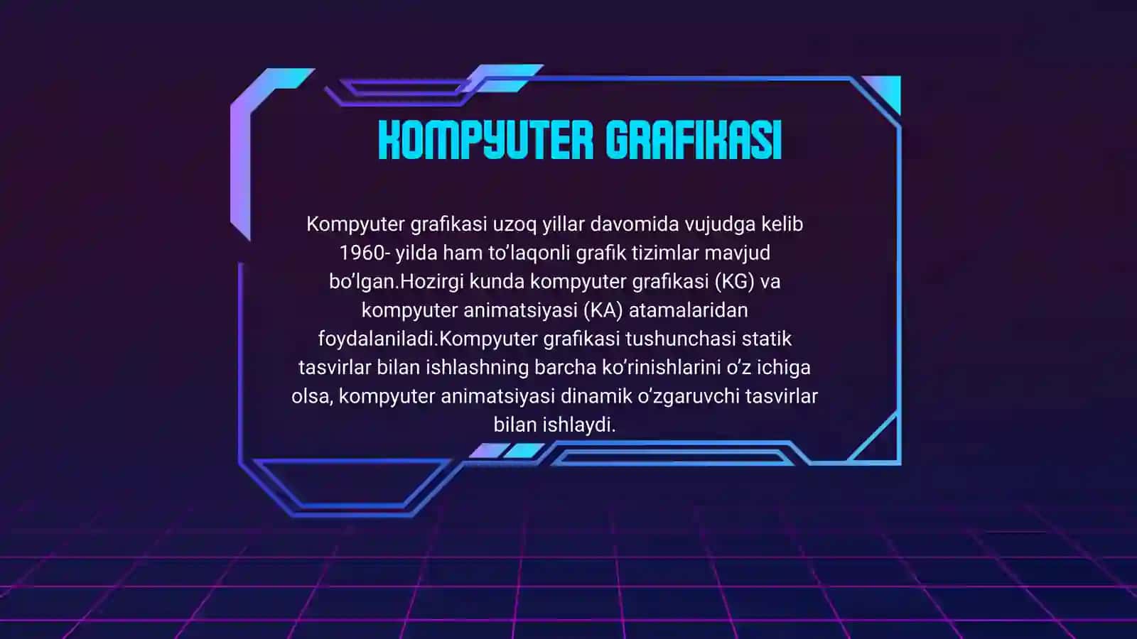 2D VA 3D GRAFIKASI O’RTASIDAGI FARQLAR 3