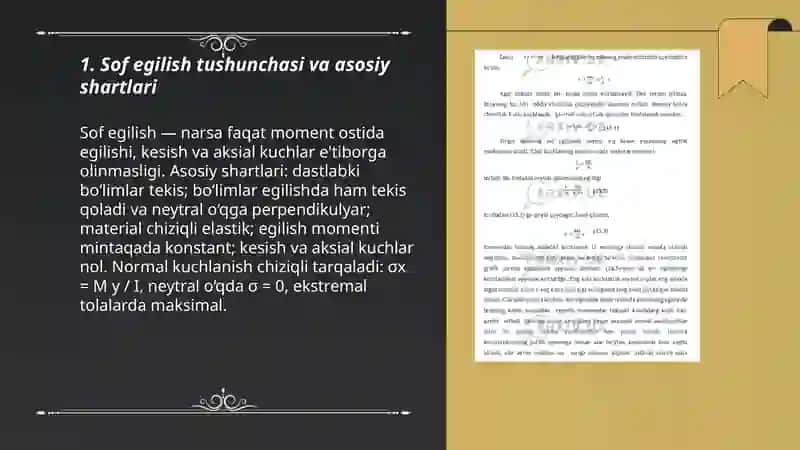 Sof egilish va normal kuchlanish 3