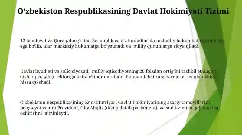 O‘zbekiston Respublikasi davlat hokimiyatining tizimi 3
