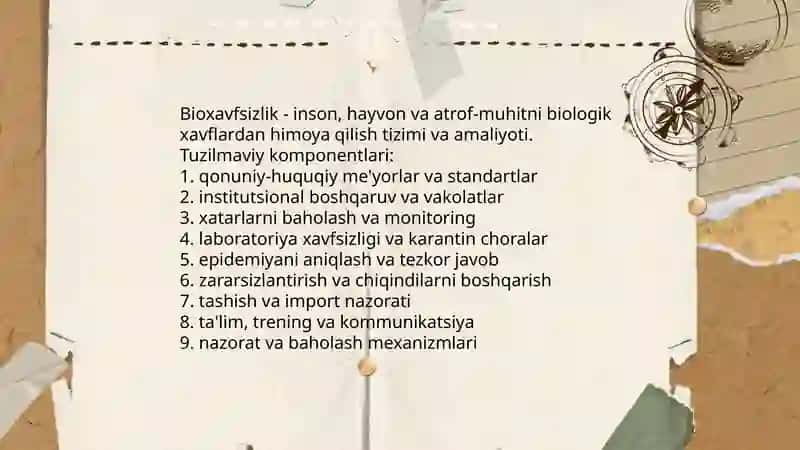 Bioxavfsizlik uning strukturasi va uni qoʻllashning huquqiy asoslari 3