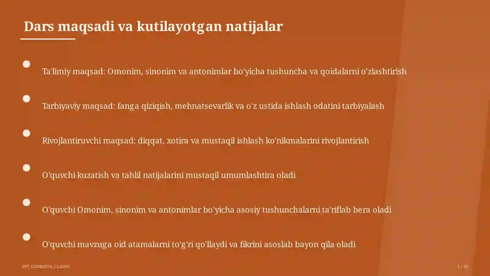 Ona tili (5–11) — takrorlash darsi uchun 3