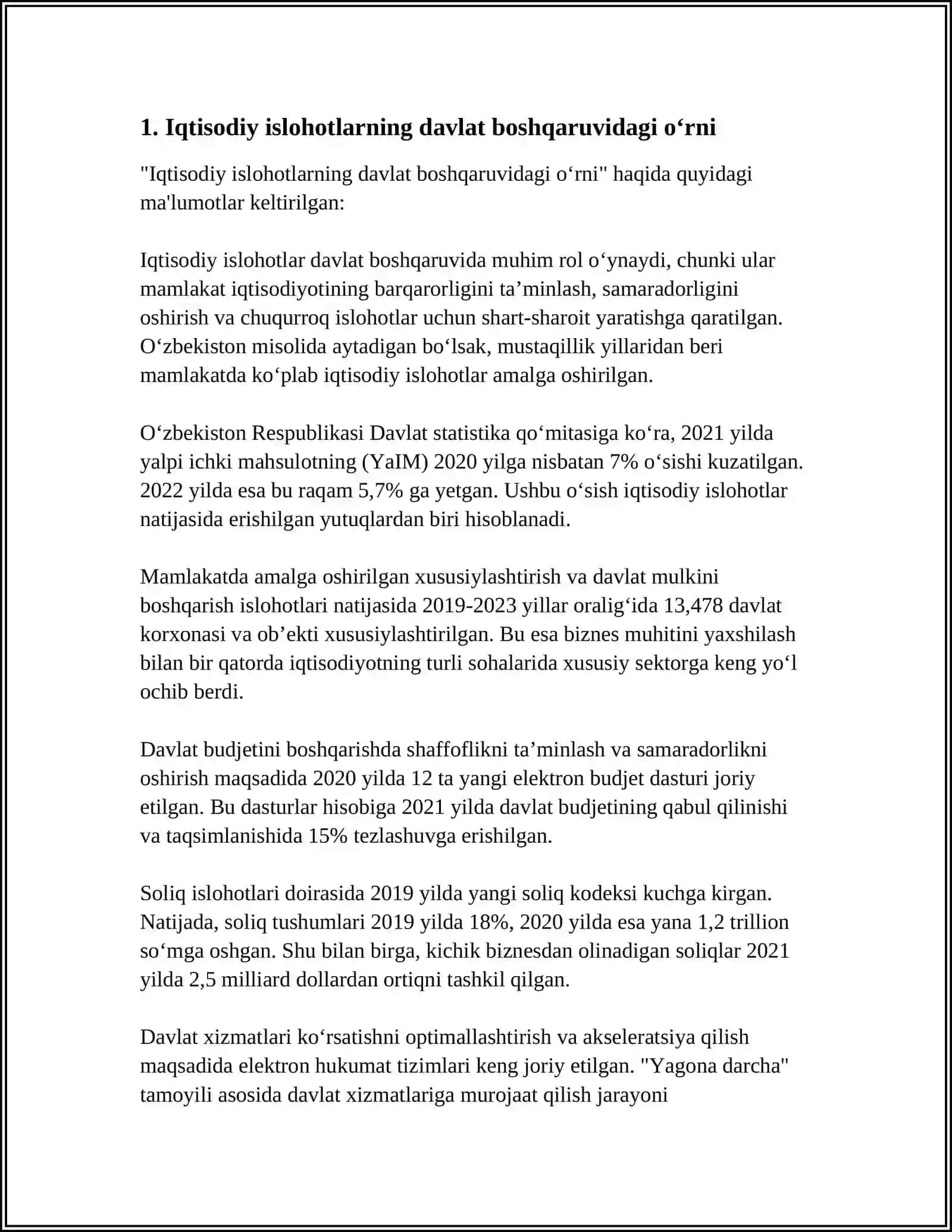 MUSTAQILLIK YILLARIDA DAVLAT BOSHQARUVI TIZIMIDA AMALGA OSHIRILGAN ISLOHOTLAR 3