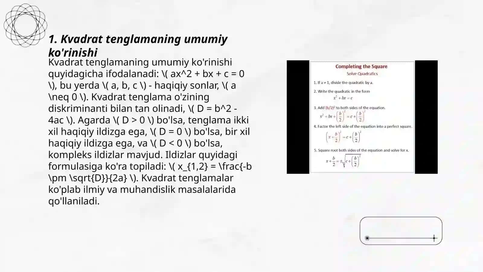 Kvadrat tenglama va uning ildizlari 3