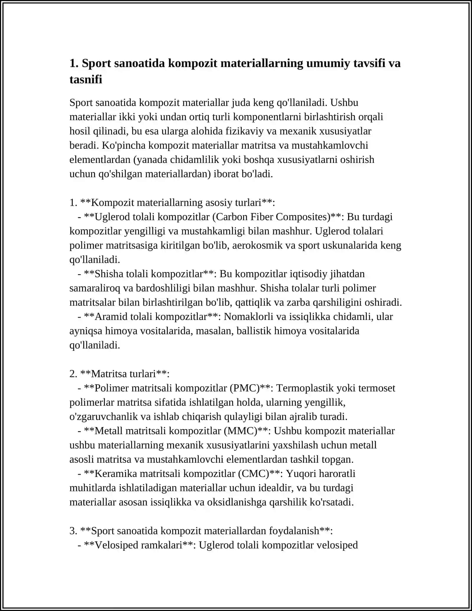 SPORT SANOATIDAGI KOMPOZIT MATERIALLAR 3