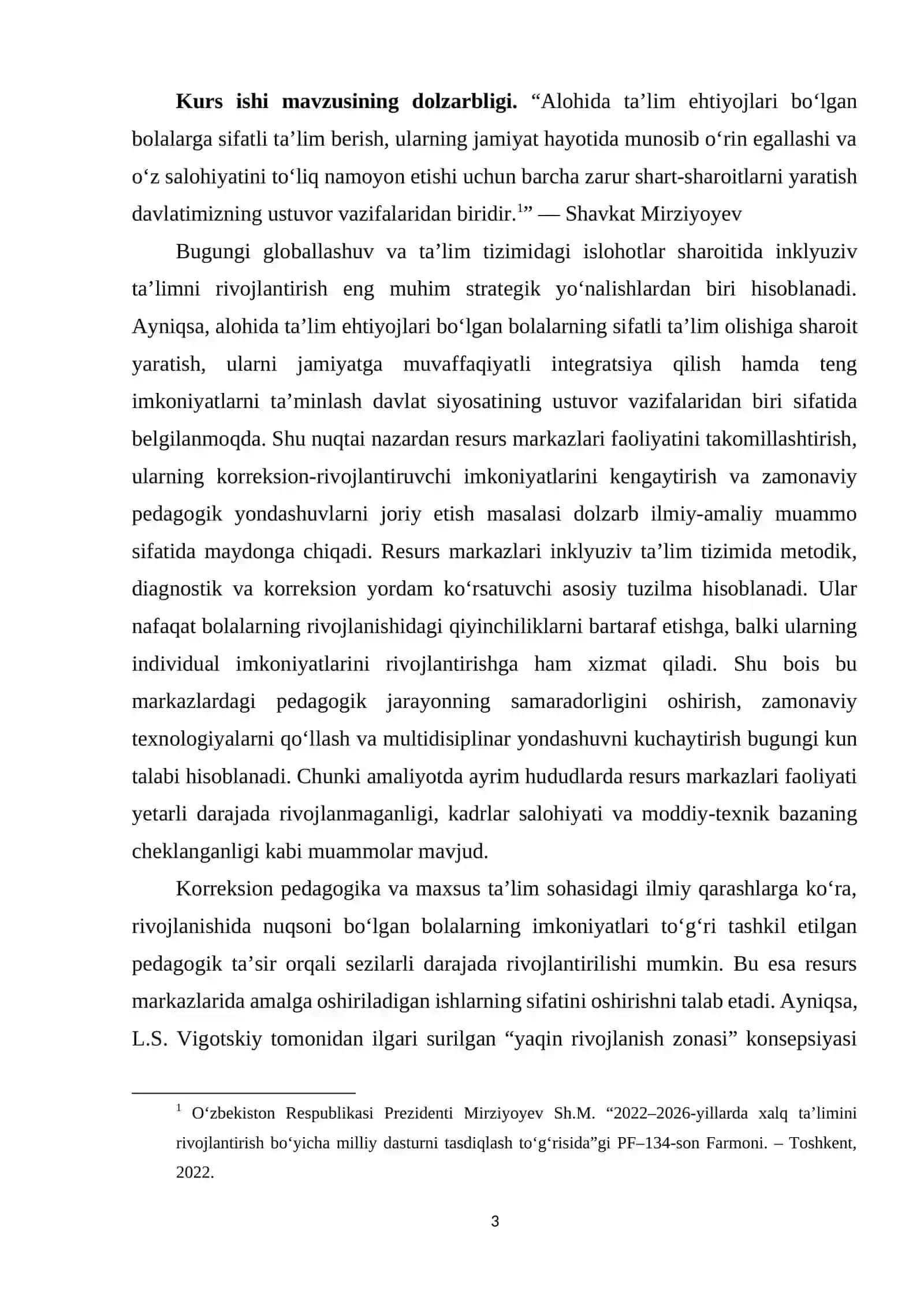 Maxsus ehtiyojli bolalar uchun resurs markazlari kurs ishi 3