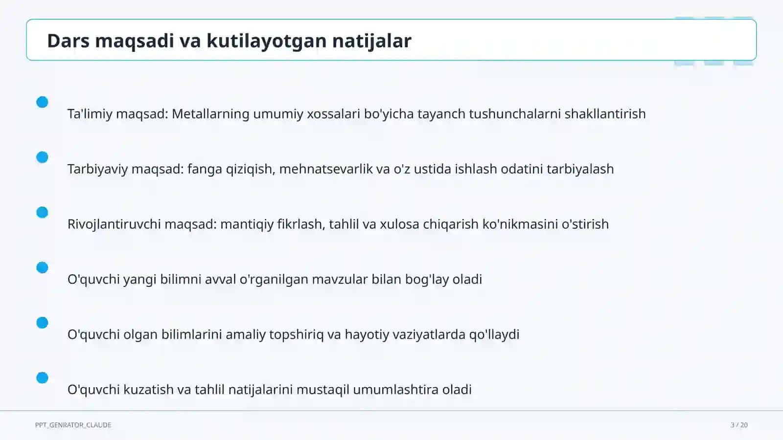 Metallarning umumiy xossalari (9-sinf) 3