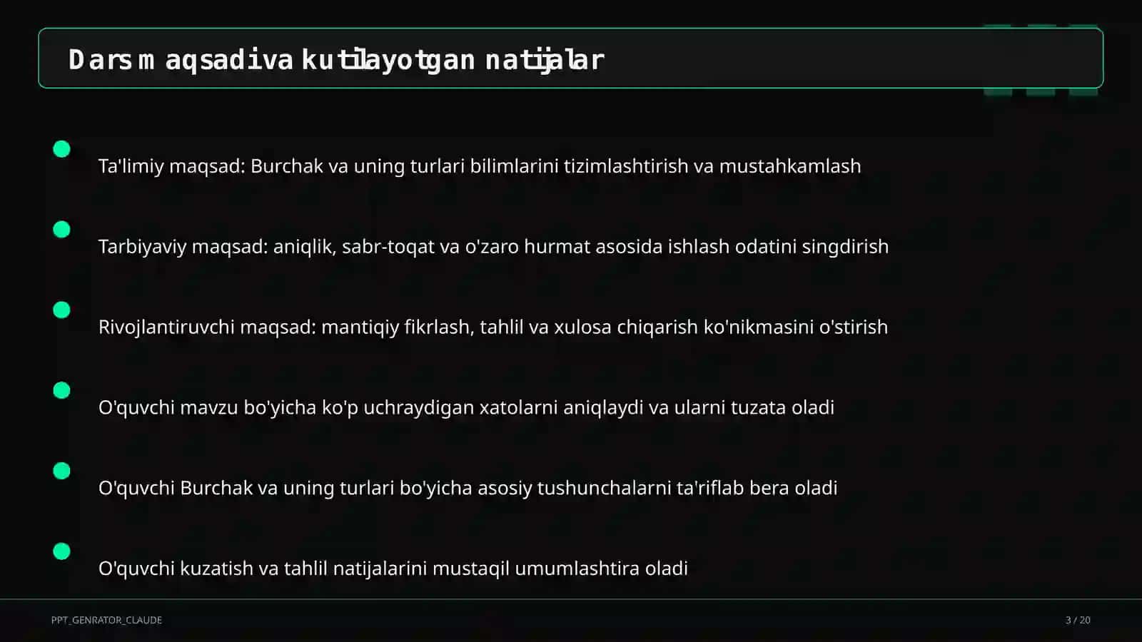 Burchak va uning turlari (4-sinf) 3