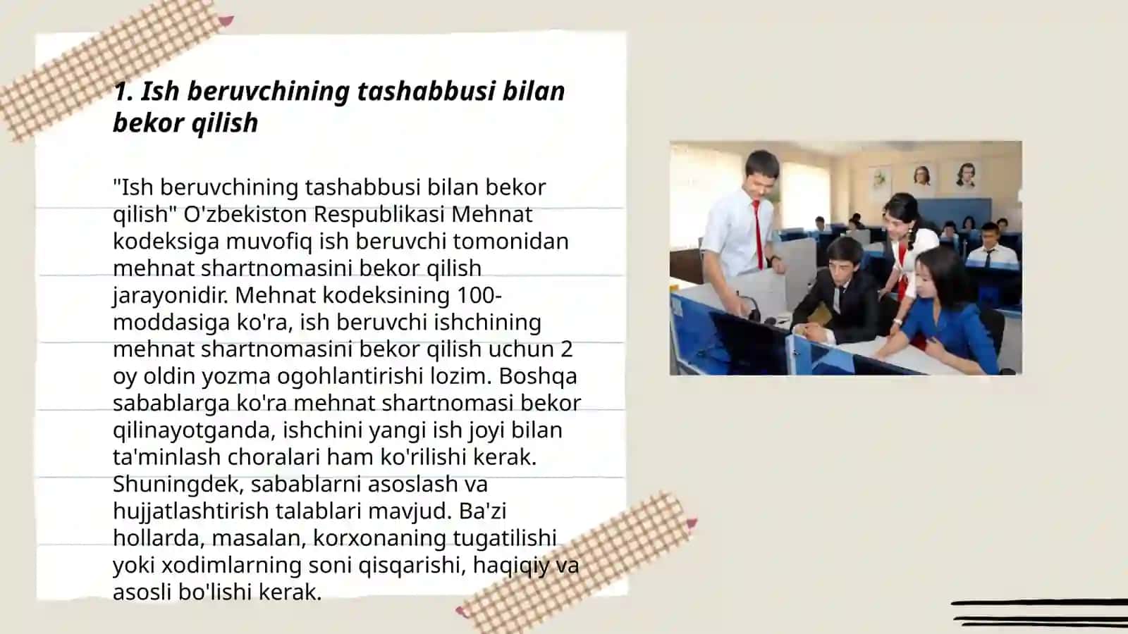 Mehnat shartnomasi bekor qilish asoslari 3