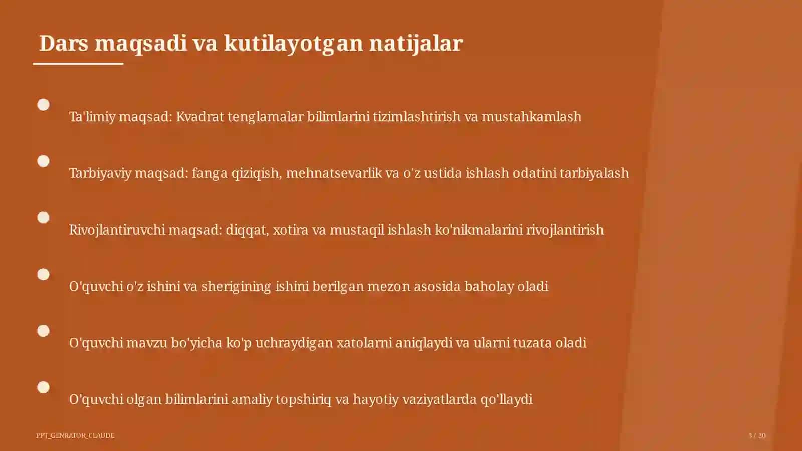 Kvadrat tenglamalar (8-sinf) 3