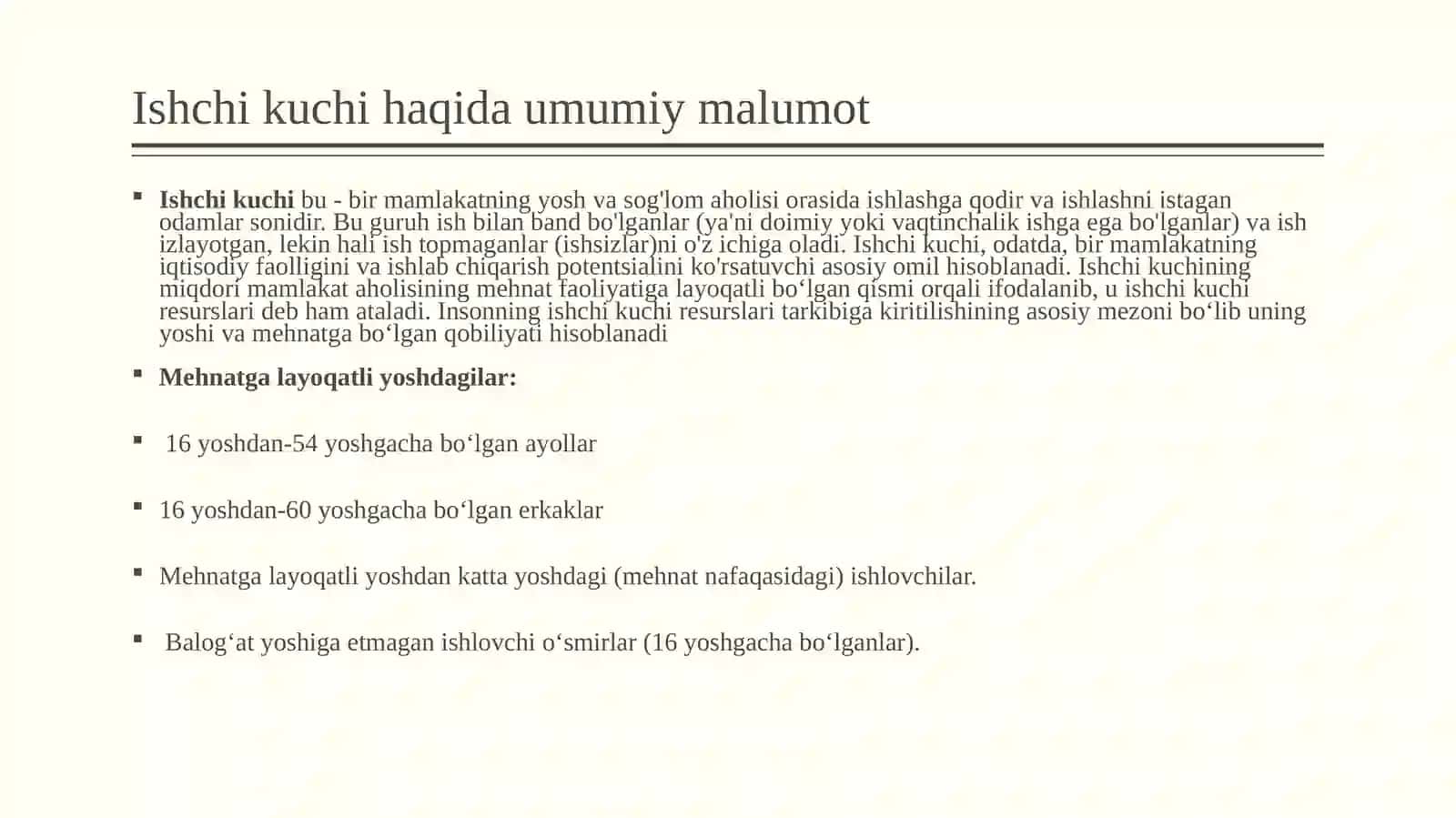 Ishchi kuchi, uning bandligi va ishsizlik 3