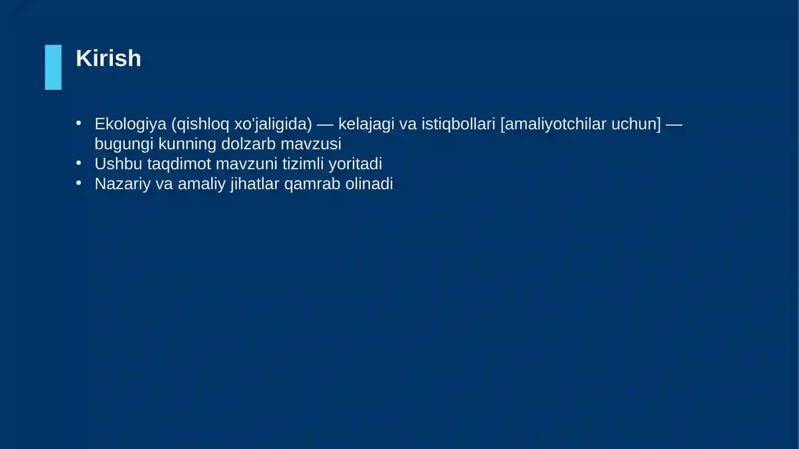 Ekologiya (qishloq xo'jaligida) — kelajagi va istiqbollari [amaliyotchilar uchun] 3