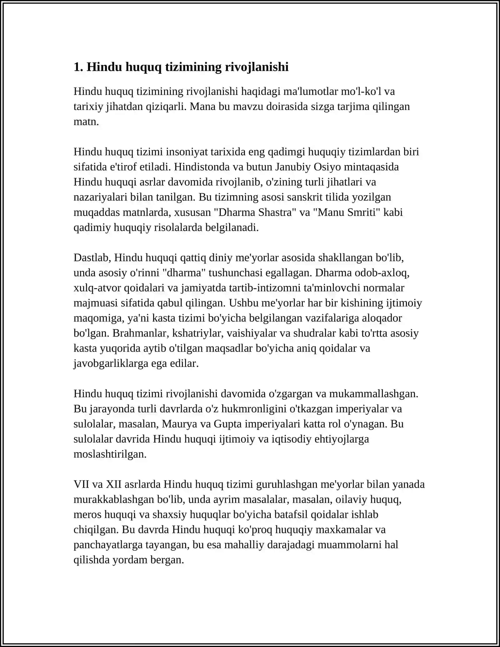 O'RTA ASRLARDA HINDISTON HUQUQINING ASOSIY BELGILARI 3