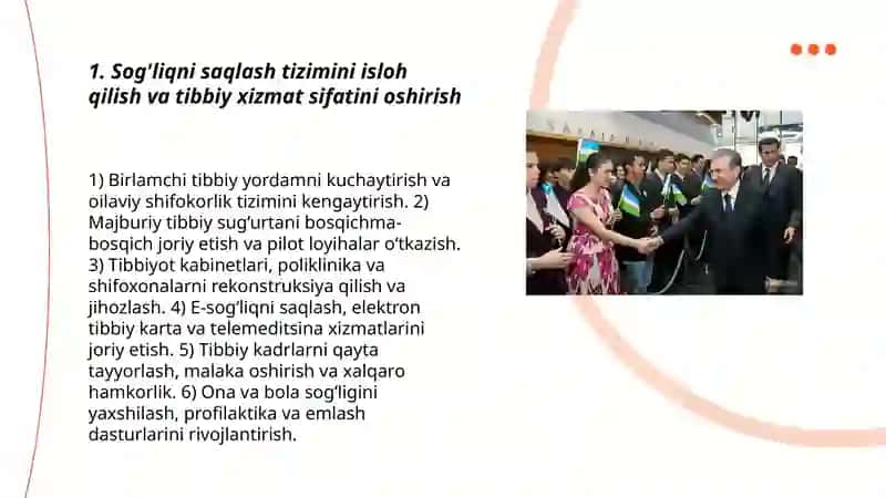 Sog'liqni saqlash tizimini isloh qilish va tibbiy xizmat sifatini oshirish 3