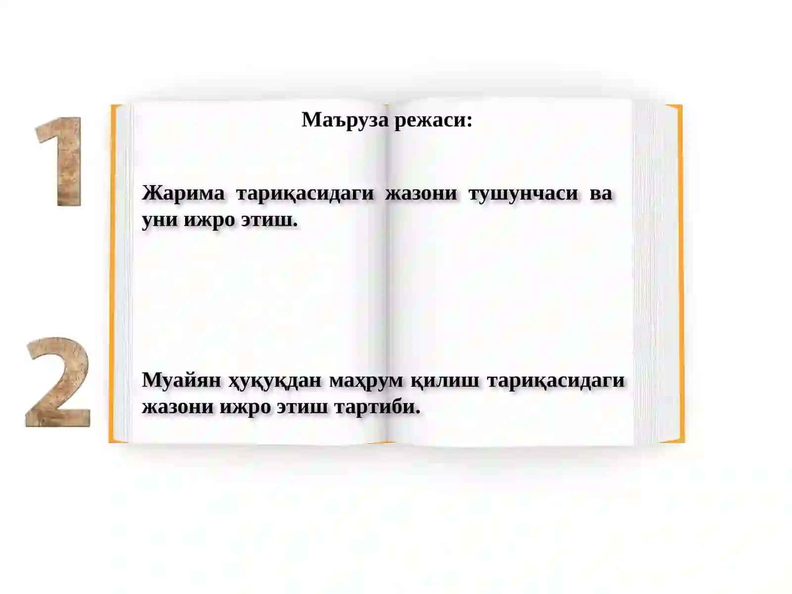 ЖАРИМА ВА МУАЙЯН ҲУҚУҚДАН МАҲРУМ ҚИЛИШ ТАРИҚАСИДАГИ ЖАЗОЛАРНИ ИЖРО ЭТИШ 3