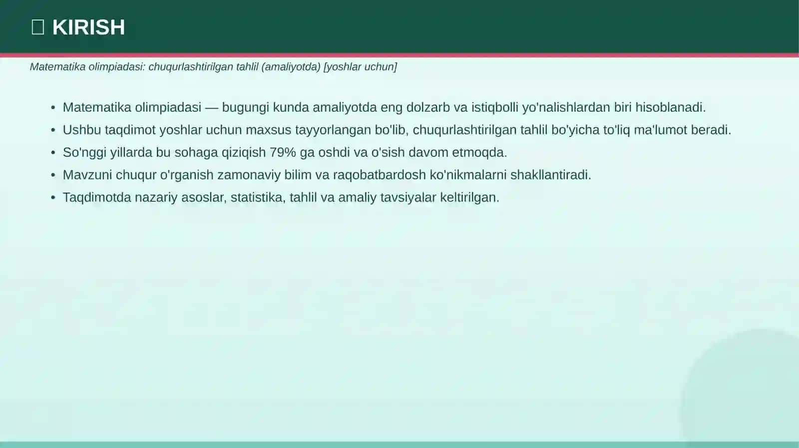 Matematika Olimpiadasi: Chuqurlashtirilgan Tahlil 3