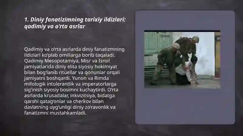 Diniy fanatizim ekstremizim fundamentalizim terrorizimning tarixi va ularning hozirgi davrda xavfsizlikka tahdidi 3