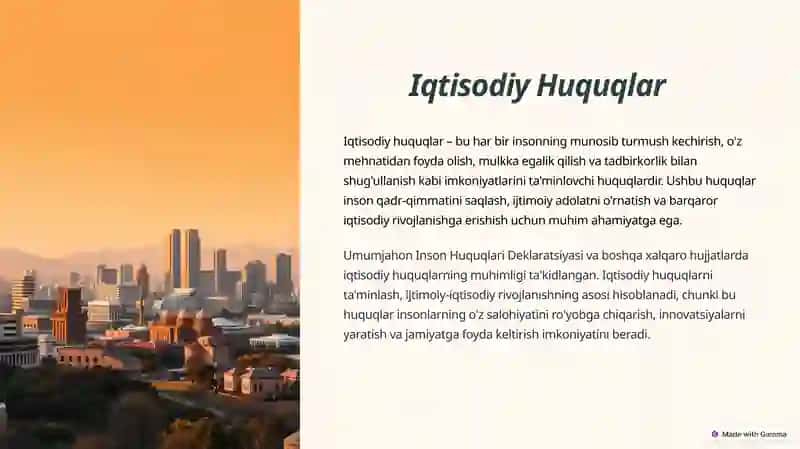 O'zbekiston Respublikasi Konstitutsiyasidagi Fuqarolarining Iqtisodiy, Ijtimoiy, Madaniy va Ekologik Huquqlari 3