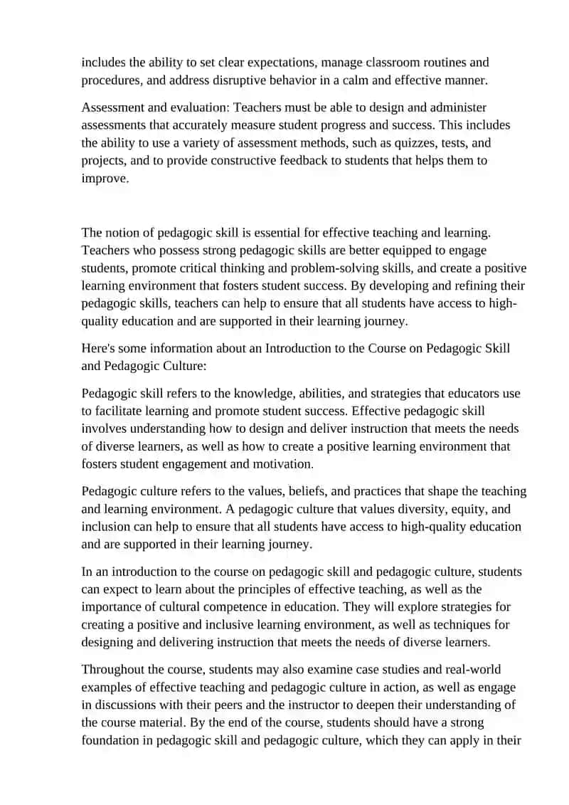 Introduction to Pedagogic Skill and Pedagogic Culture 3