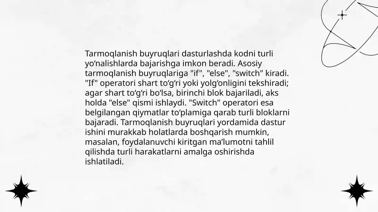 Tarmoqlanish buyruqlari dasturlashda 3