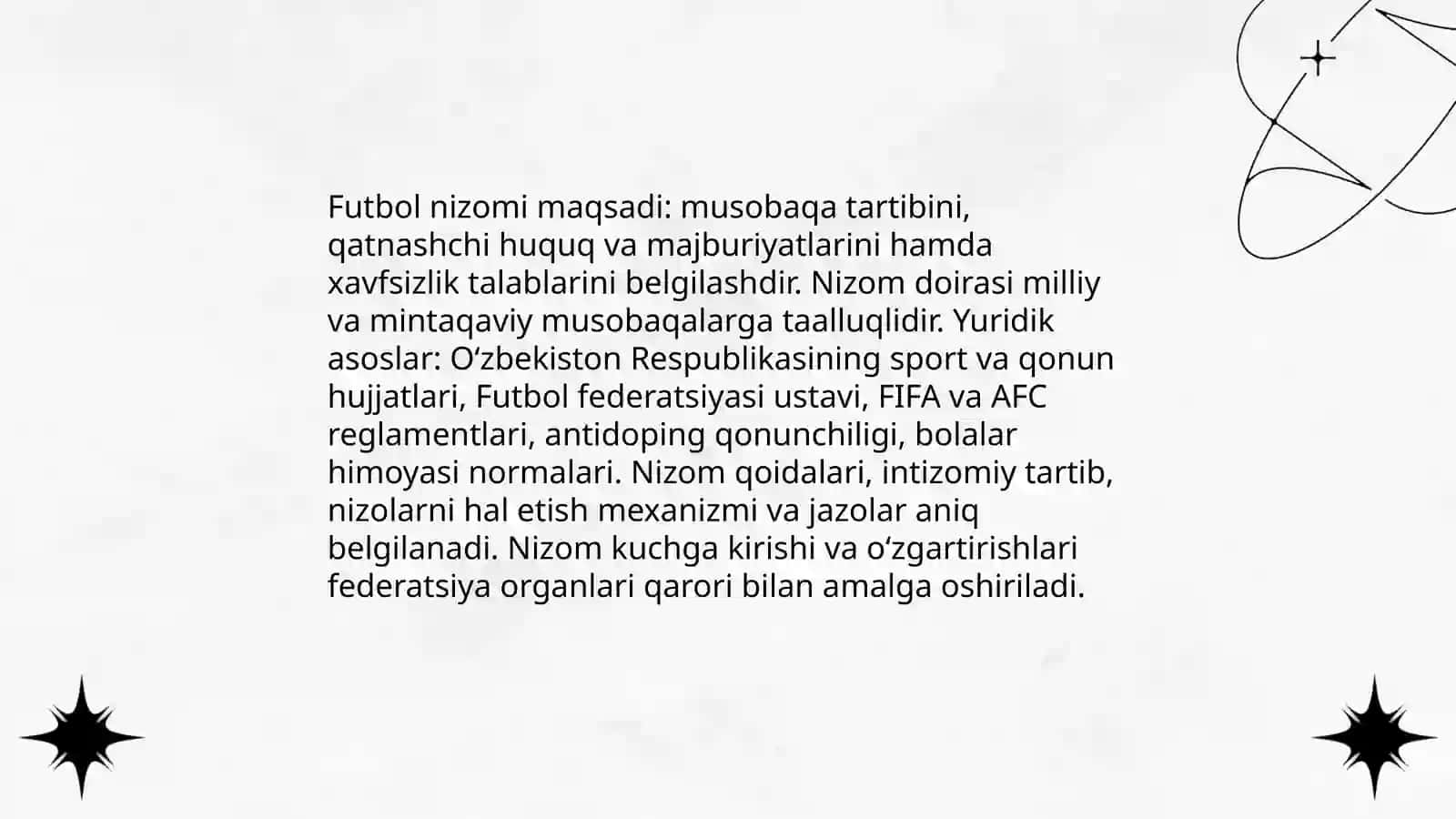 Futbol sport turi boʻyicha nizom tayyorlash 3