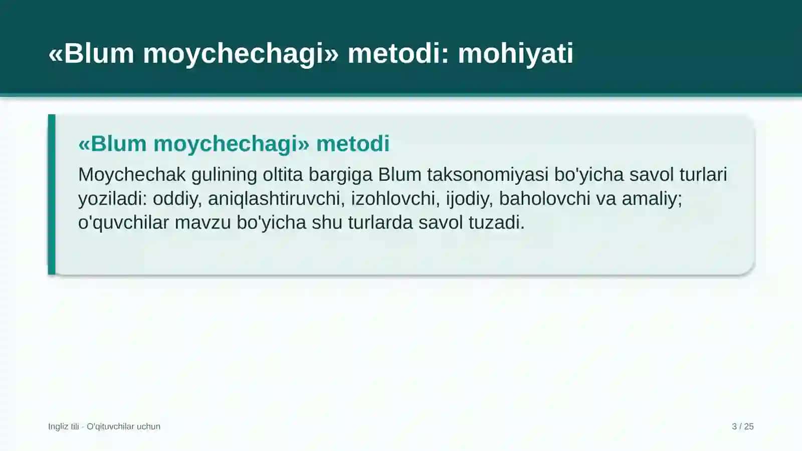 ingliz tili darslarida blum moychechagi metodidan foydalanish 8404 3