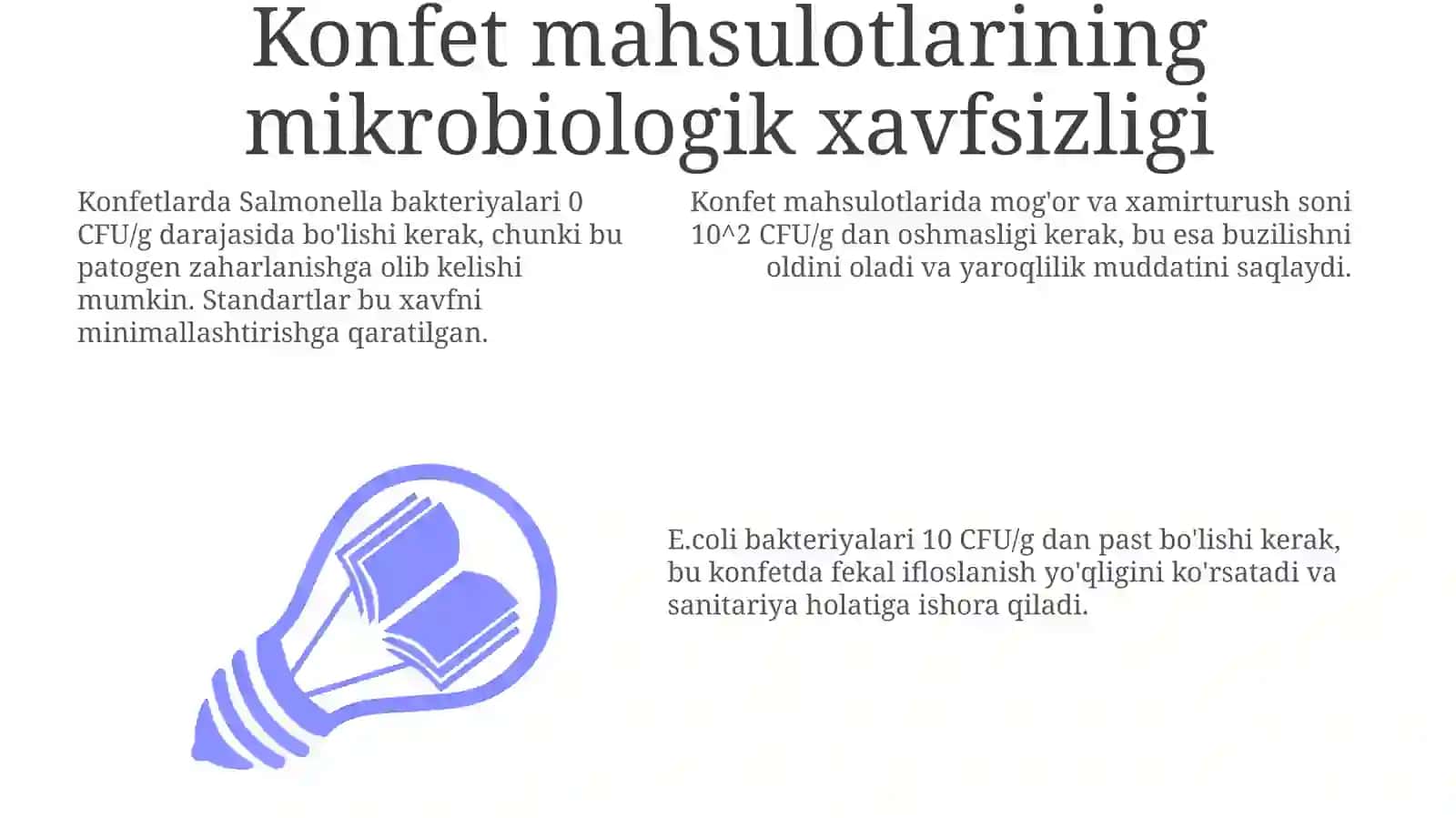 Konfet va shirinlik mahsulotlarining xavfsizlik ko'rsatkichlari 3