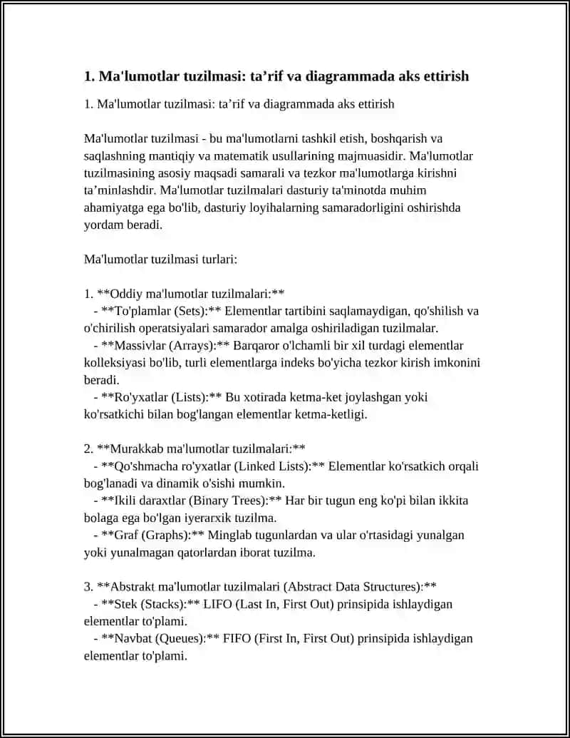 MALUNOTLAR TUZULMASINING KLASSIFIQATSIYASINI DIAGRAMMA KOTINISHDA TUZING 3