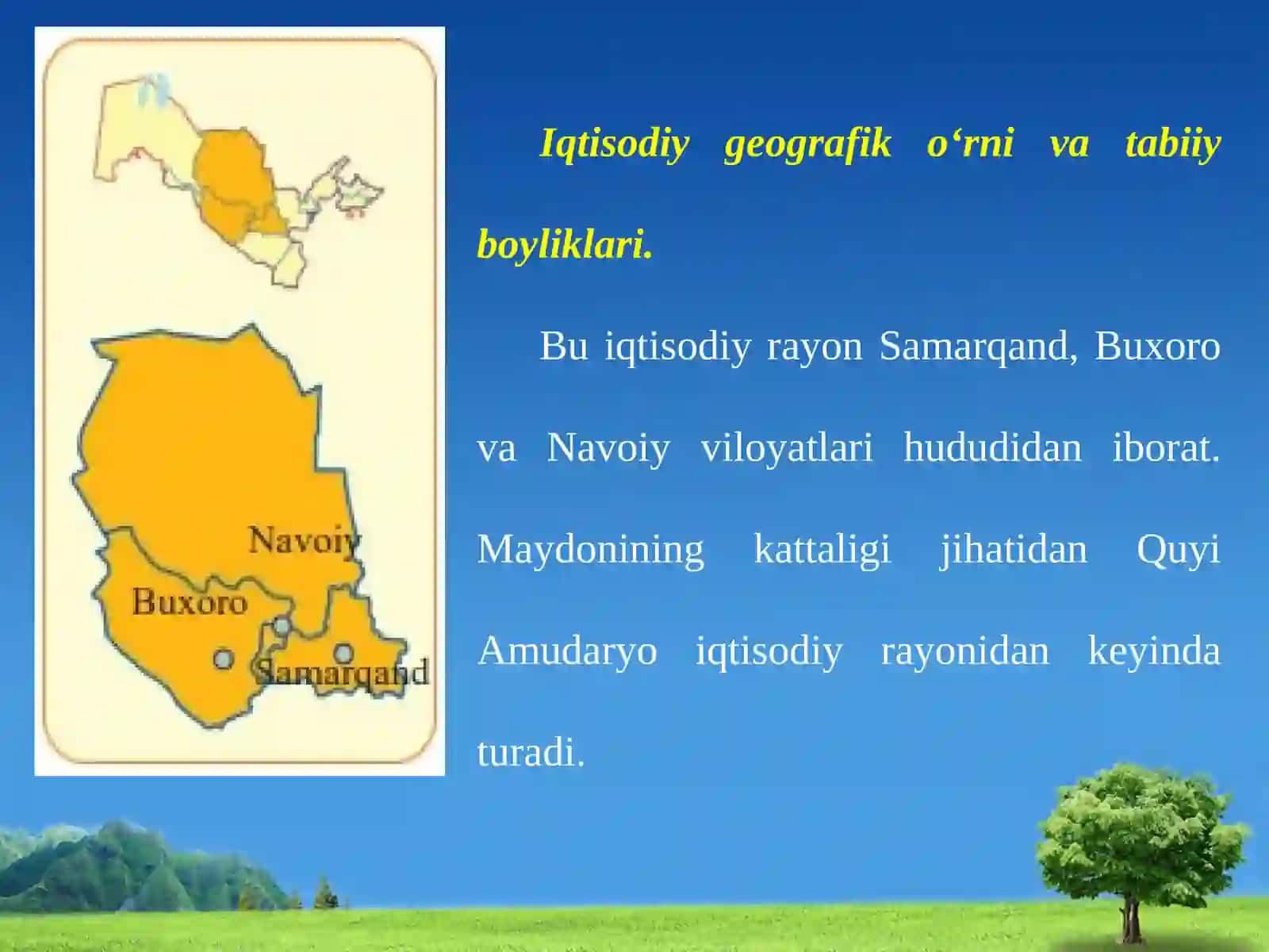 ZARAFSHON  IQTISODIY  RAYONI. 8-sinf geografiya fanidan dars ishlanma 3