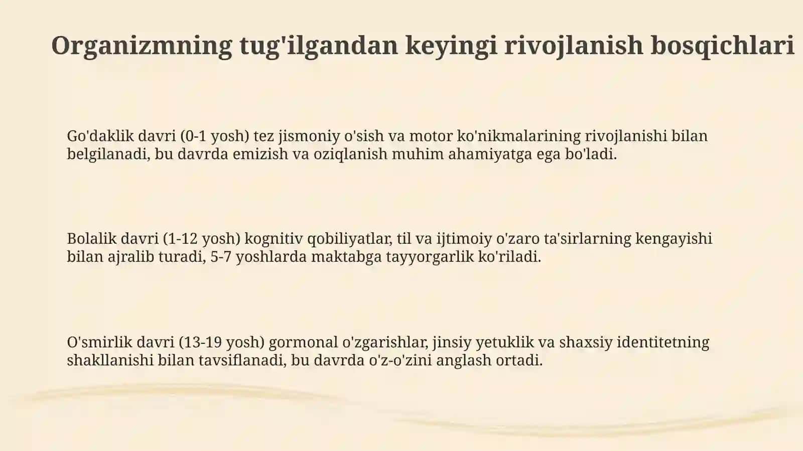 Organizmning postnatal rivojlanishi 3