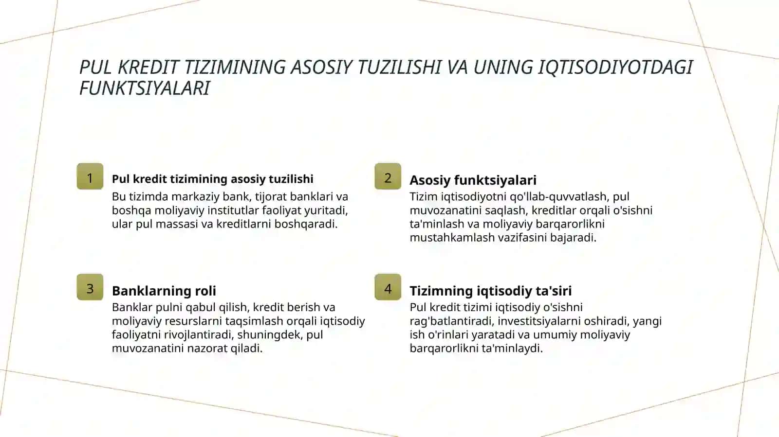 Pul Kredit Tizimi: Banklar Va Ular Iqtisodiyotdagi Giorni 3