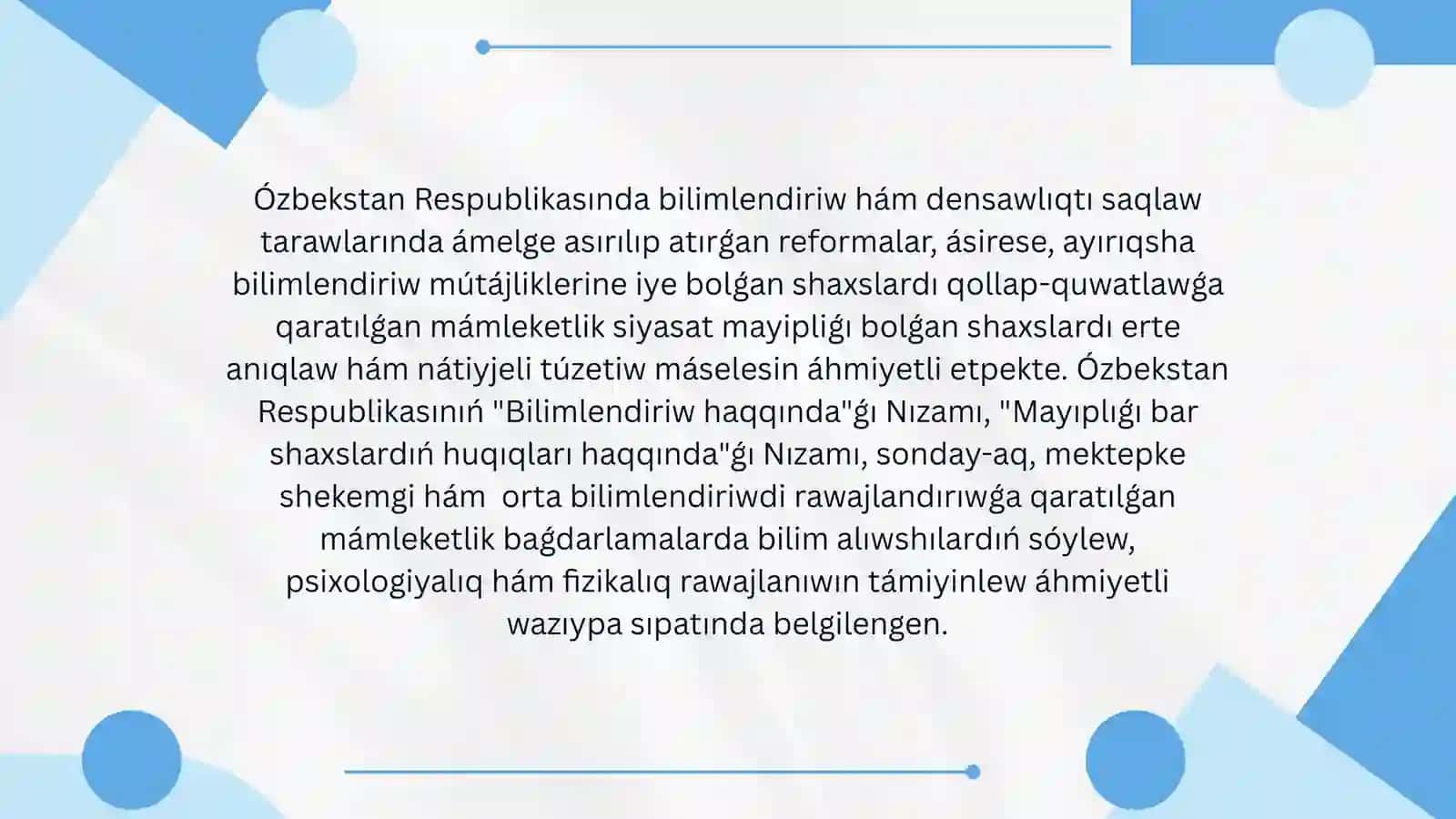 Arnawlı pedagogika: oligofrenopedagogika tálim baǵdarı 3