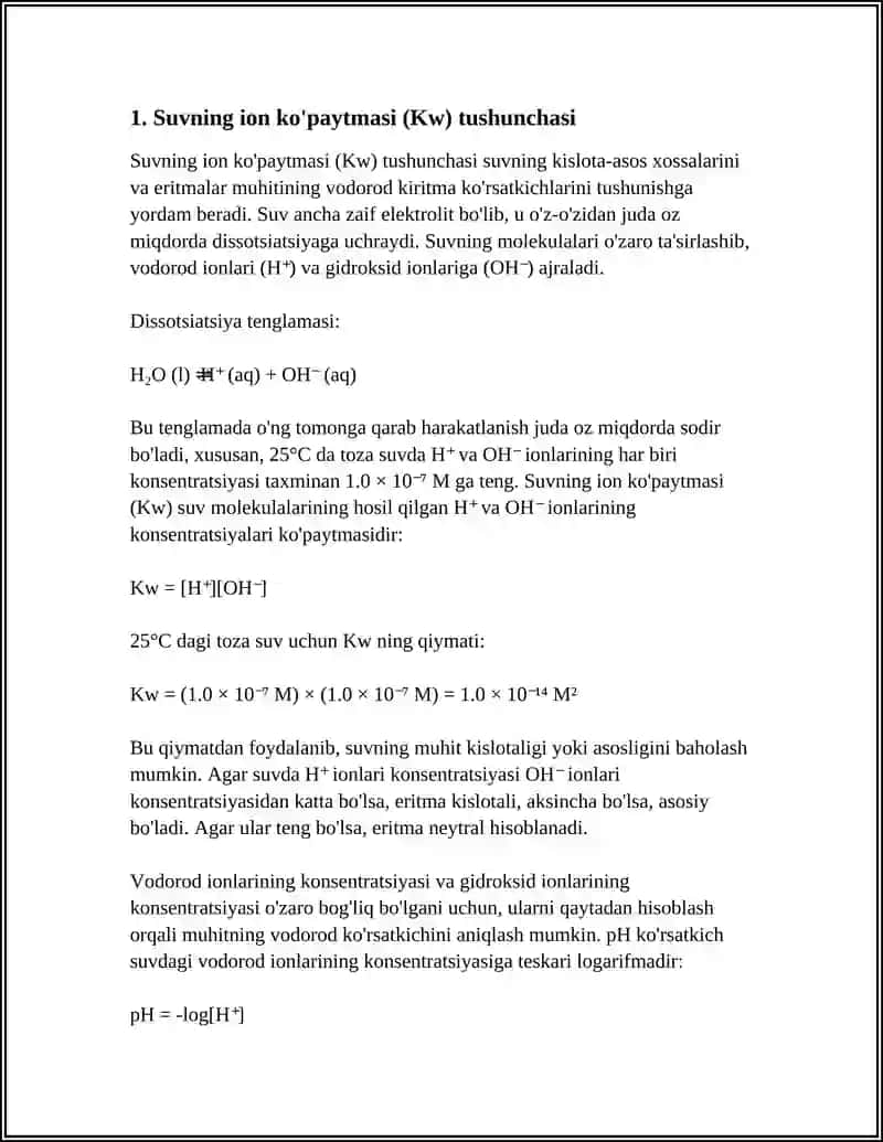 SUVNING ION KUPAYTMASI.MUHITNING VODOROD KURSATKICHI 3
