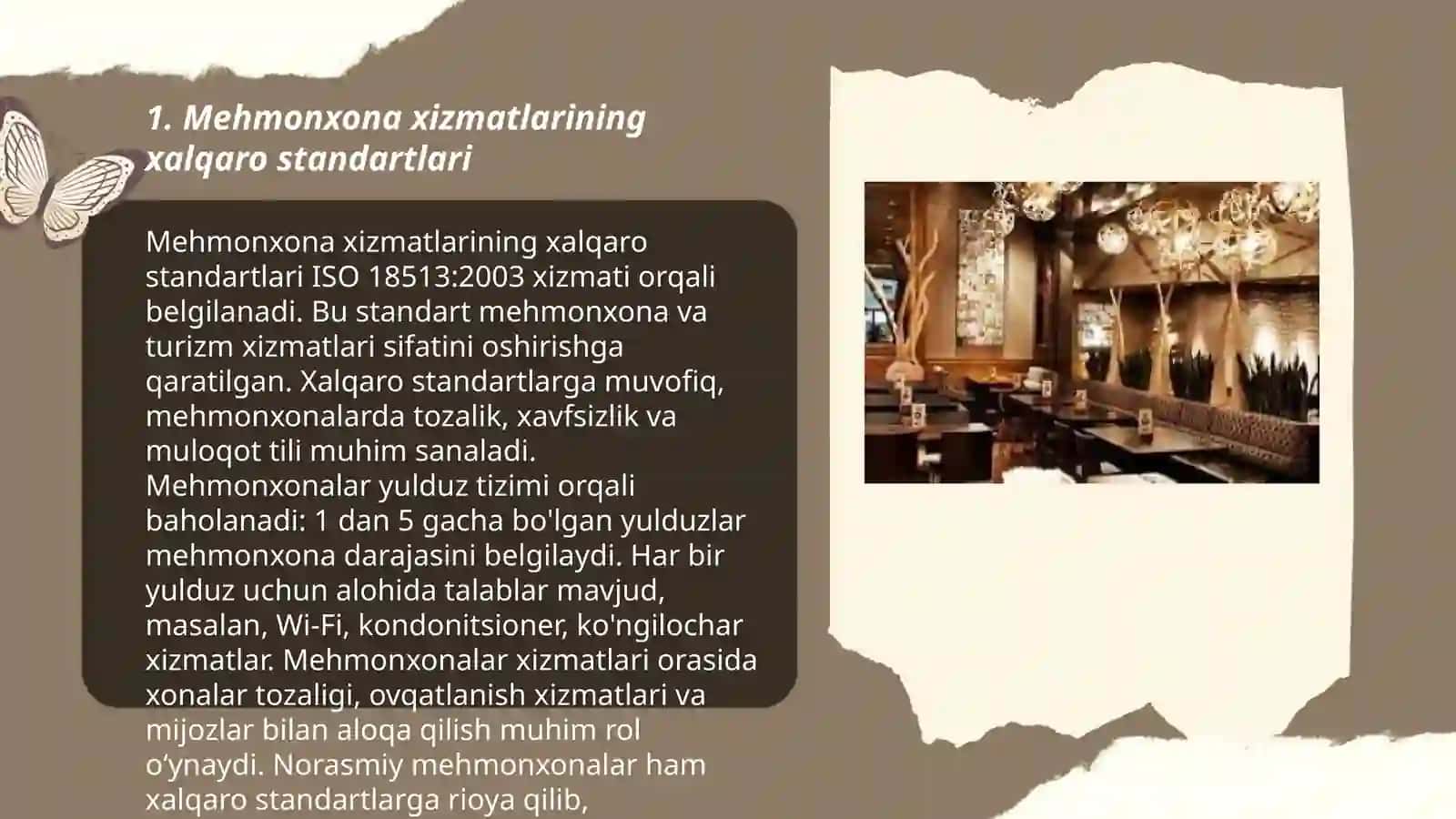 Mehmonxona va restoran xizmatlarini standartlashtirish va sertifikatlashtirish 3