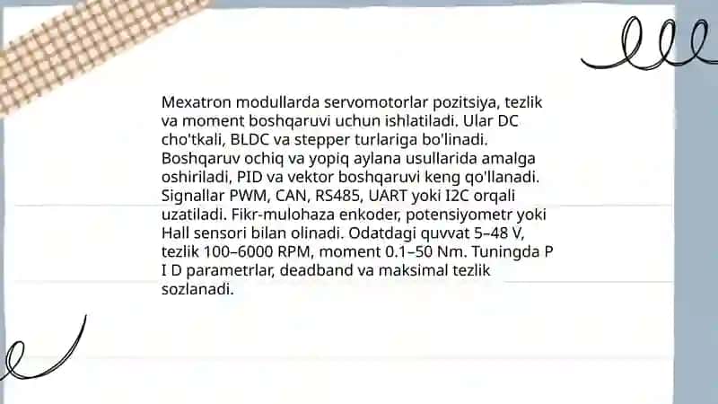 Mexatron modullar va robotlarning ijrochi harakati 3