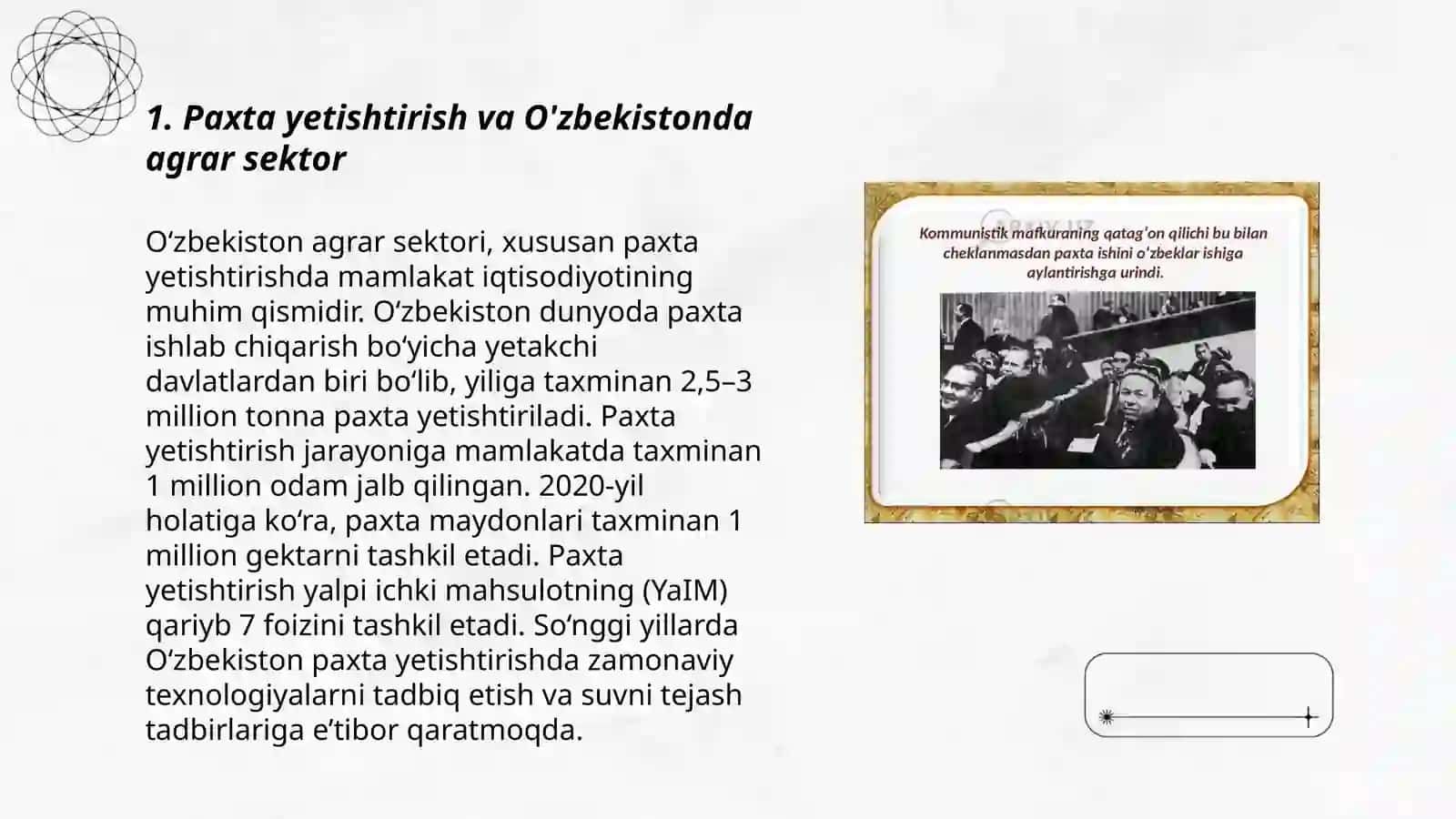 Paxta yetishtirish va O'zbekistonda agrar sektor 3