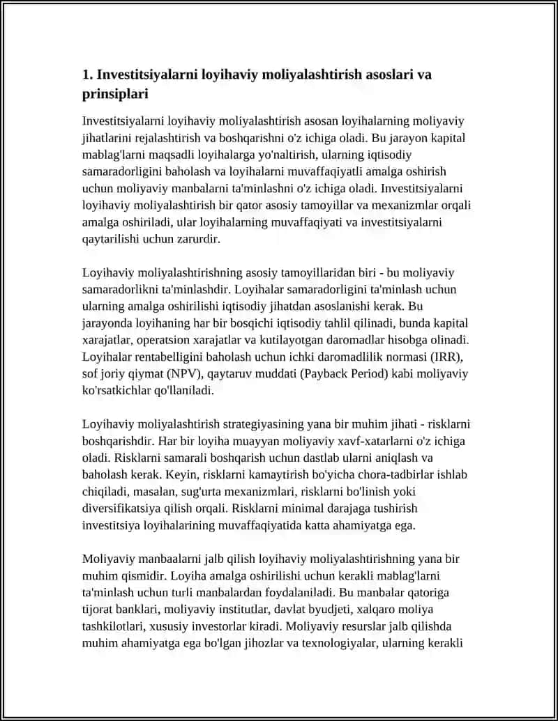 INVESTITSIYALARNI LOYIHAVIY MOLIYALASHTIRISH VA MEXANIZMI 3