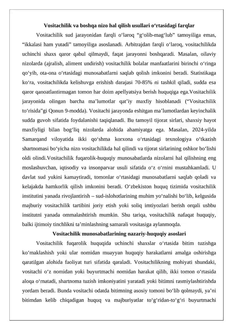 Vositachilik munosabatlarini fuqarolik-huquqiy tartibga solish asoslari 3