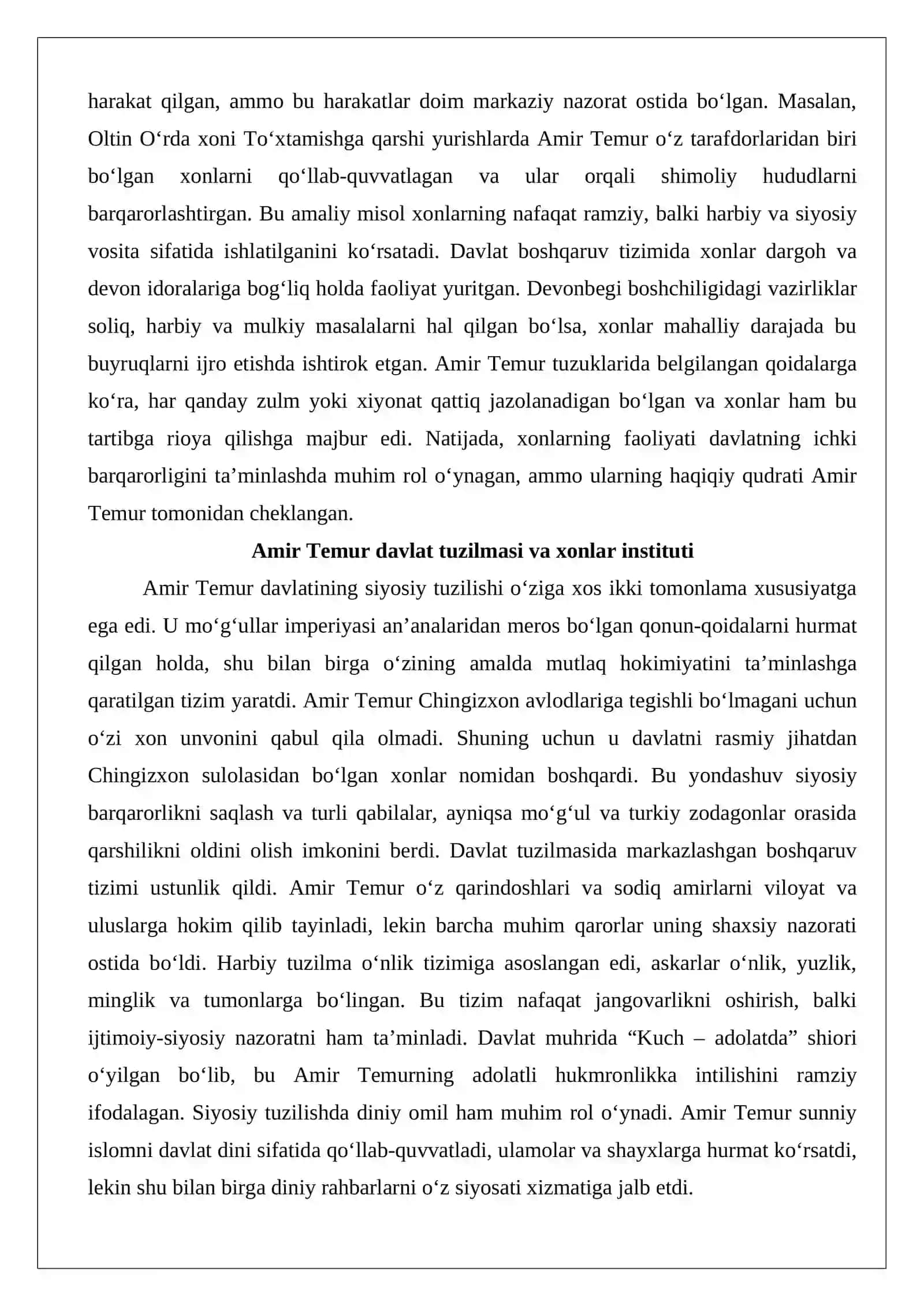 Amir Temur davrida xonlar faoliyati 3