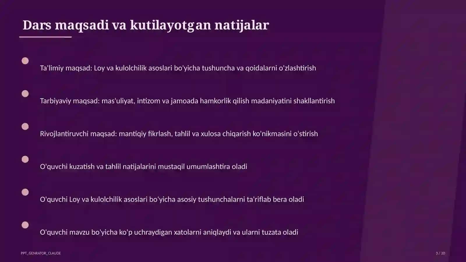 Loy va kulolchilik asoslari (4-sinf) 3