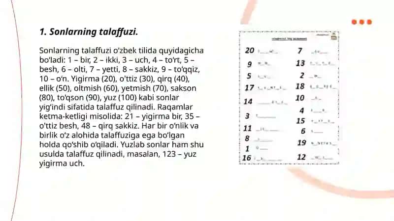 Xorijiy tillarni o'qitishda mashg'ulotlarda raqamlardan foydalanish 3