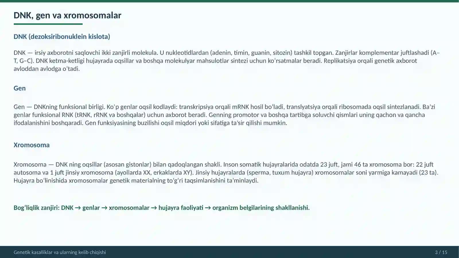 Genetik kasalliklar va ularning kelib chiqishi 3