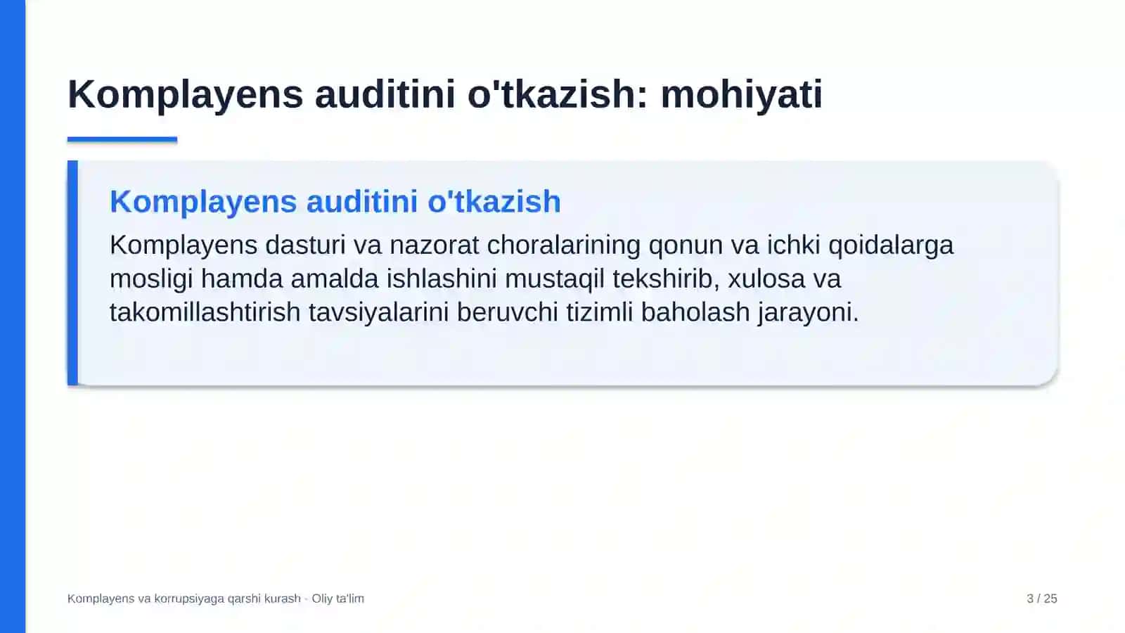 g'allachilikda komplayens auditini o'tkazish 1452 3