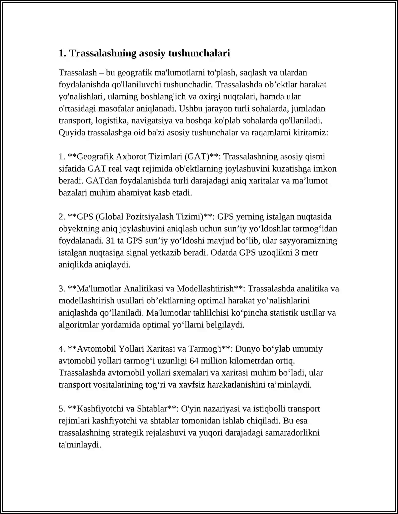 MUHANDISLIK-GEODEZIK QIDIRUV ISHLAR. DALA VA KAMERAL USULLARDA TRASSALASH 3