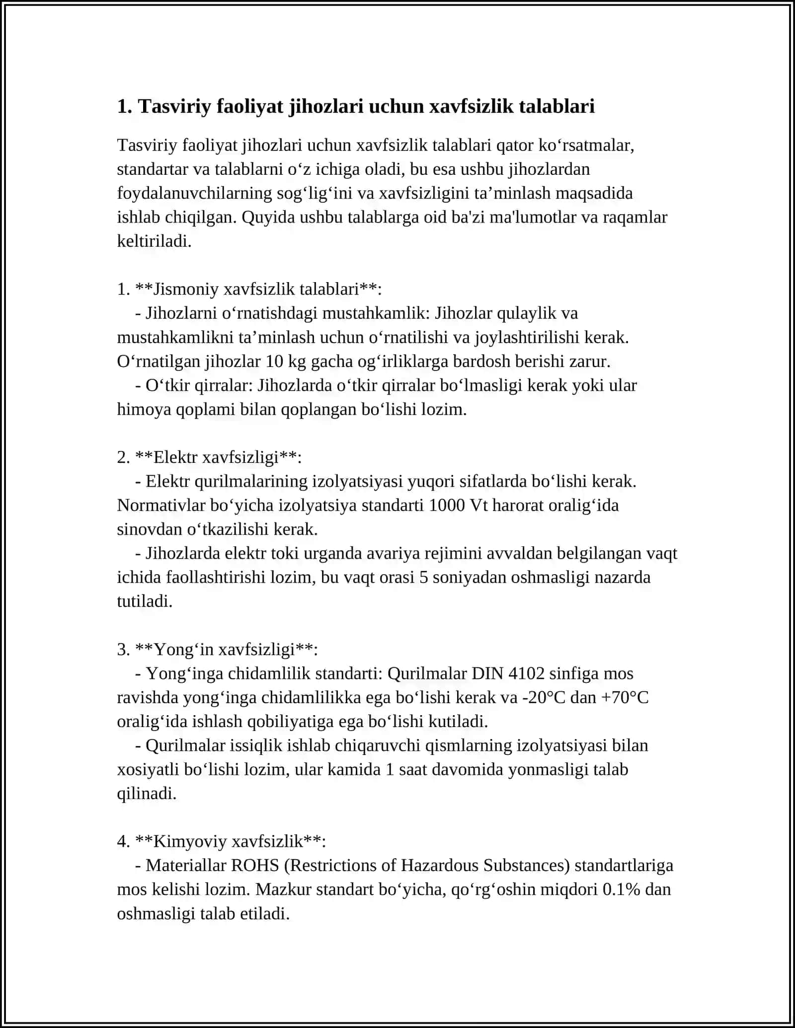 TASVIRIY FAOLIYAT JIHOZLARI UCHUN XAVFSIZLIK TALABLARI 3