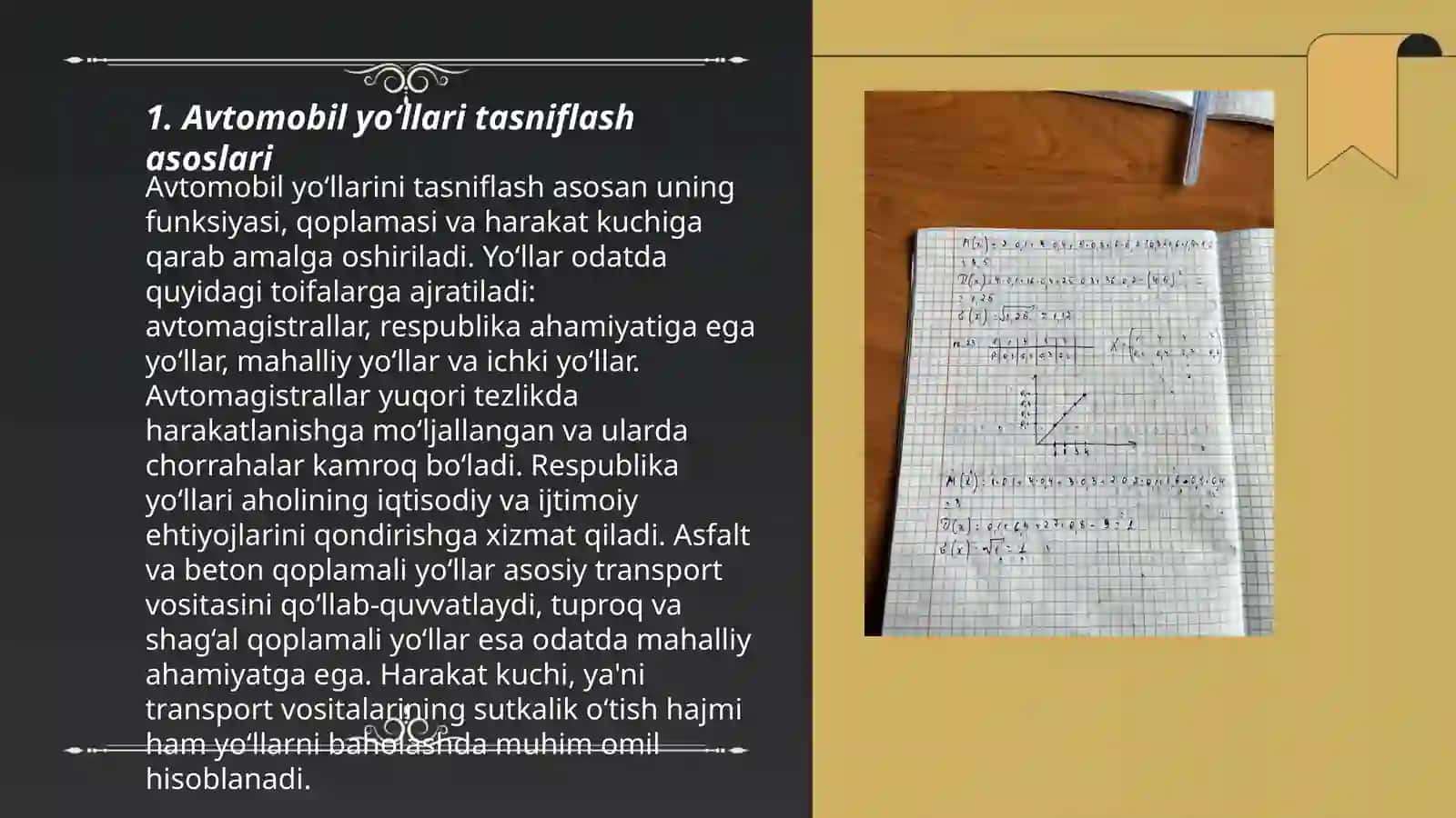 Avtomobil yoʻllarining sinflarga boʻlinishi va xalq xoʻjaligidagi axamiyati 3