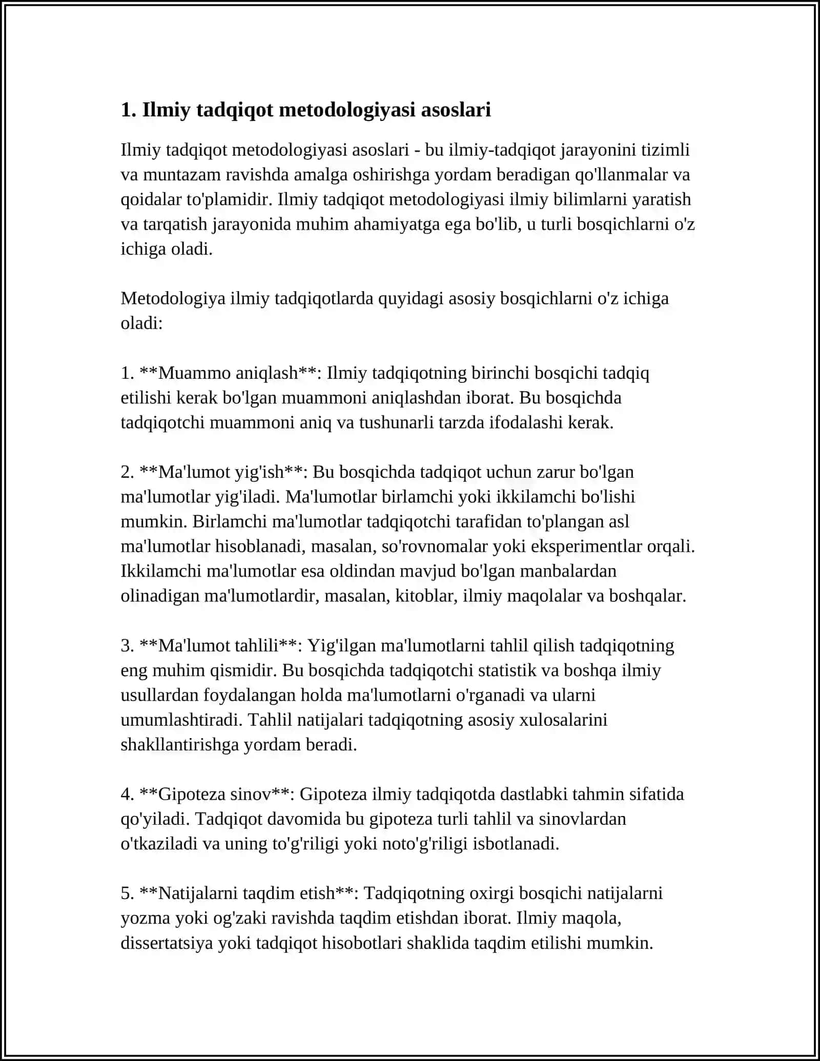 ILMIY TADQIQOT YO‘NALISHI VA ILMIY MUAMMONI TANLASH 3